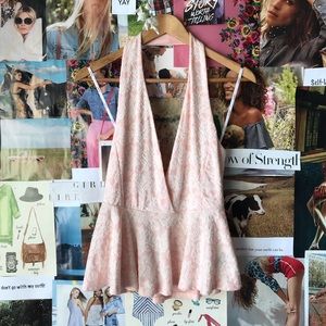 Papaya Lace Halter Top